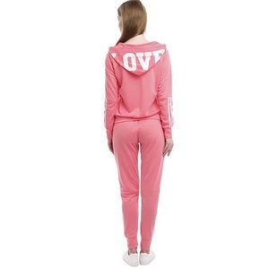 womens 2 pcs tracksuit set zip up hoodie